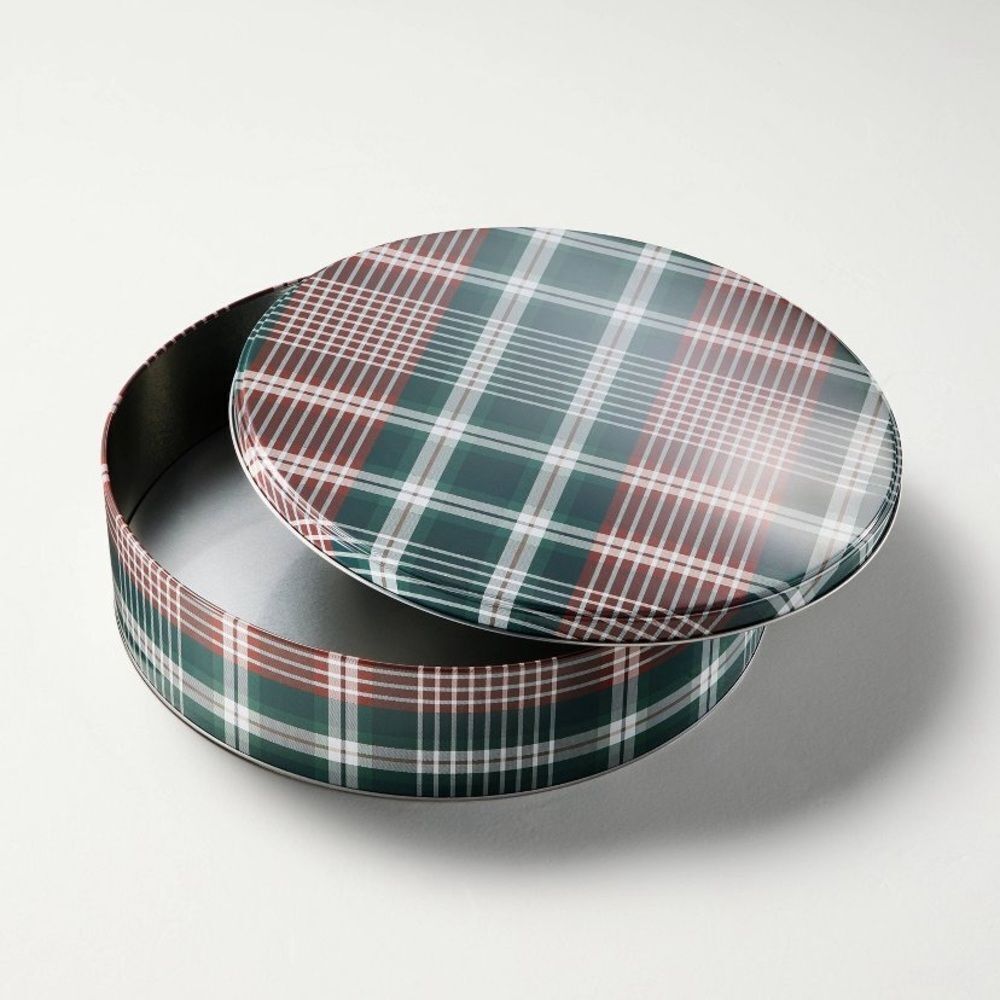 Hearth & Hand Traditional Plaid Christmas Gift Large Tin